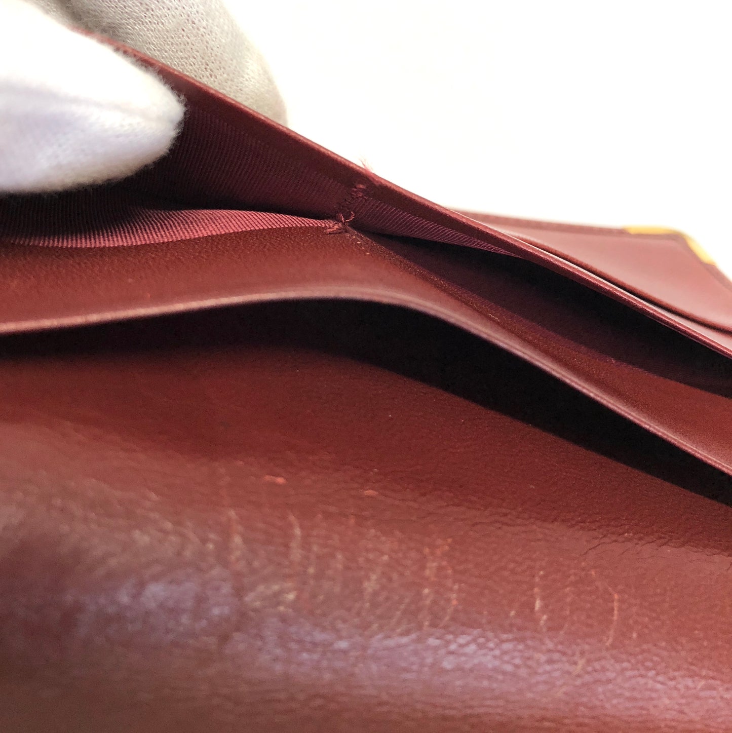 Cartier Mastline Leather Bi-fold Wallet Bordeaux Authentic AA487