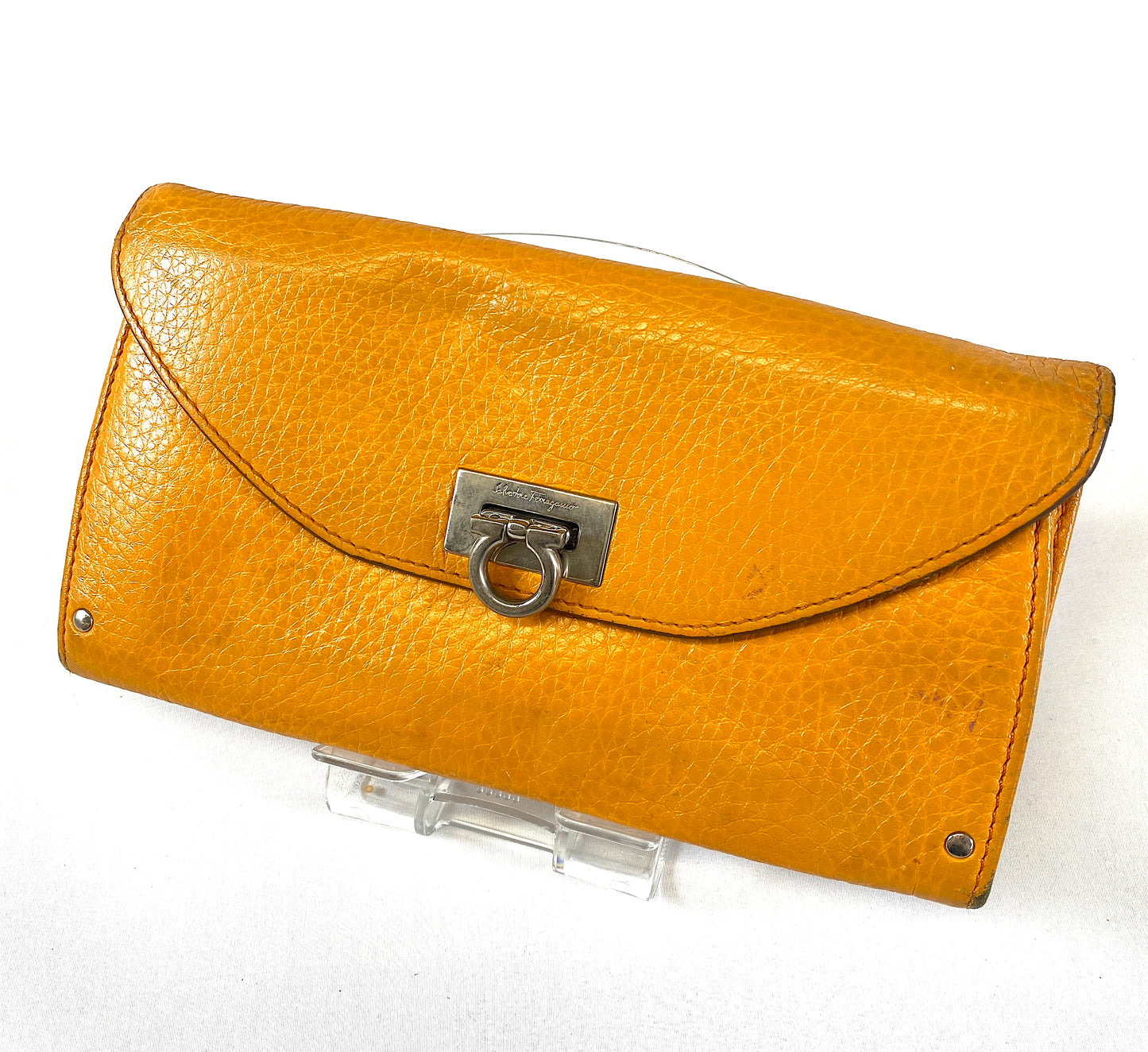 Ferragamo Wallet Orange Authentic AA392