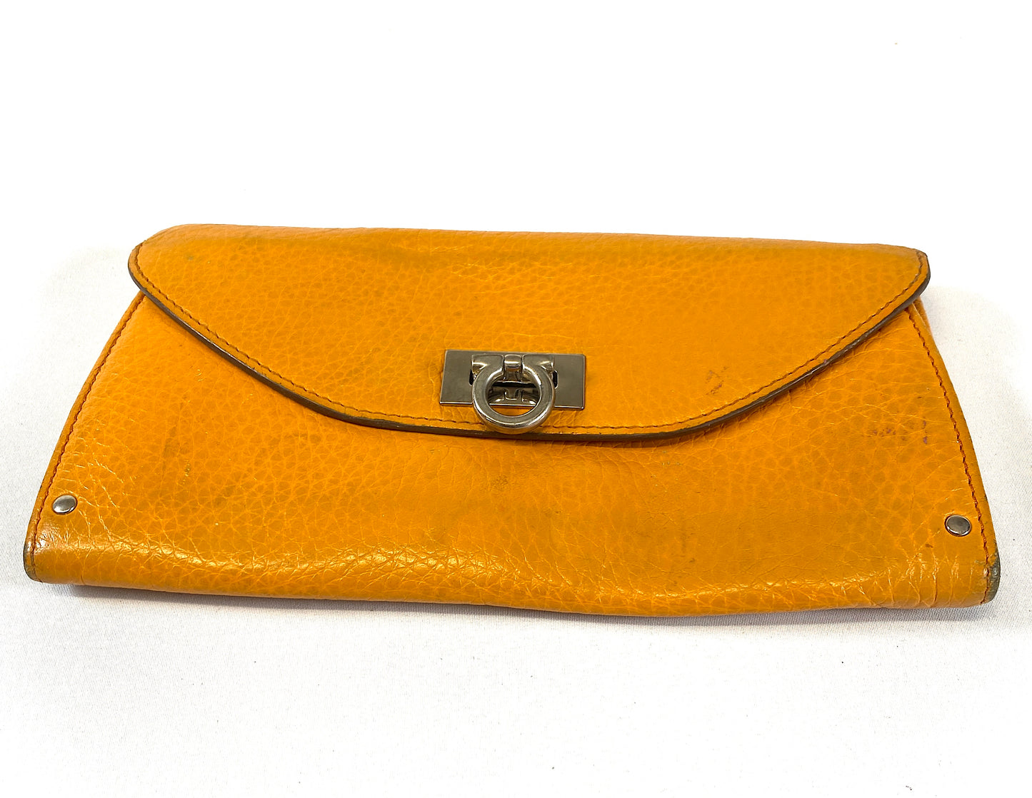 Ferragamo Wallet Orange Authentic AA392