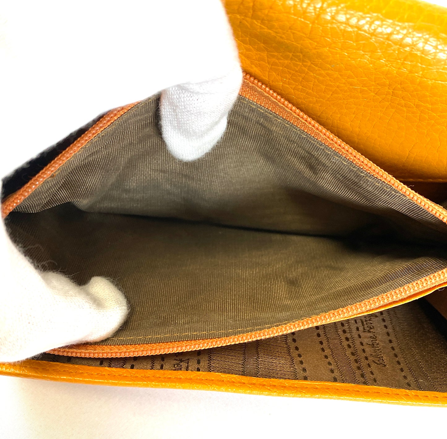 Ferragamo Wallet Orange Authentic AA392