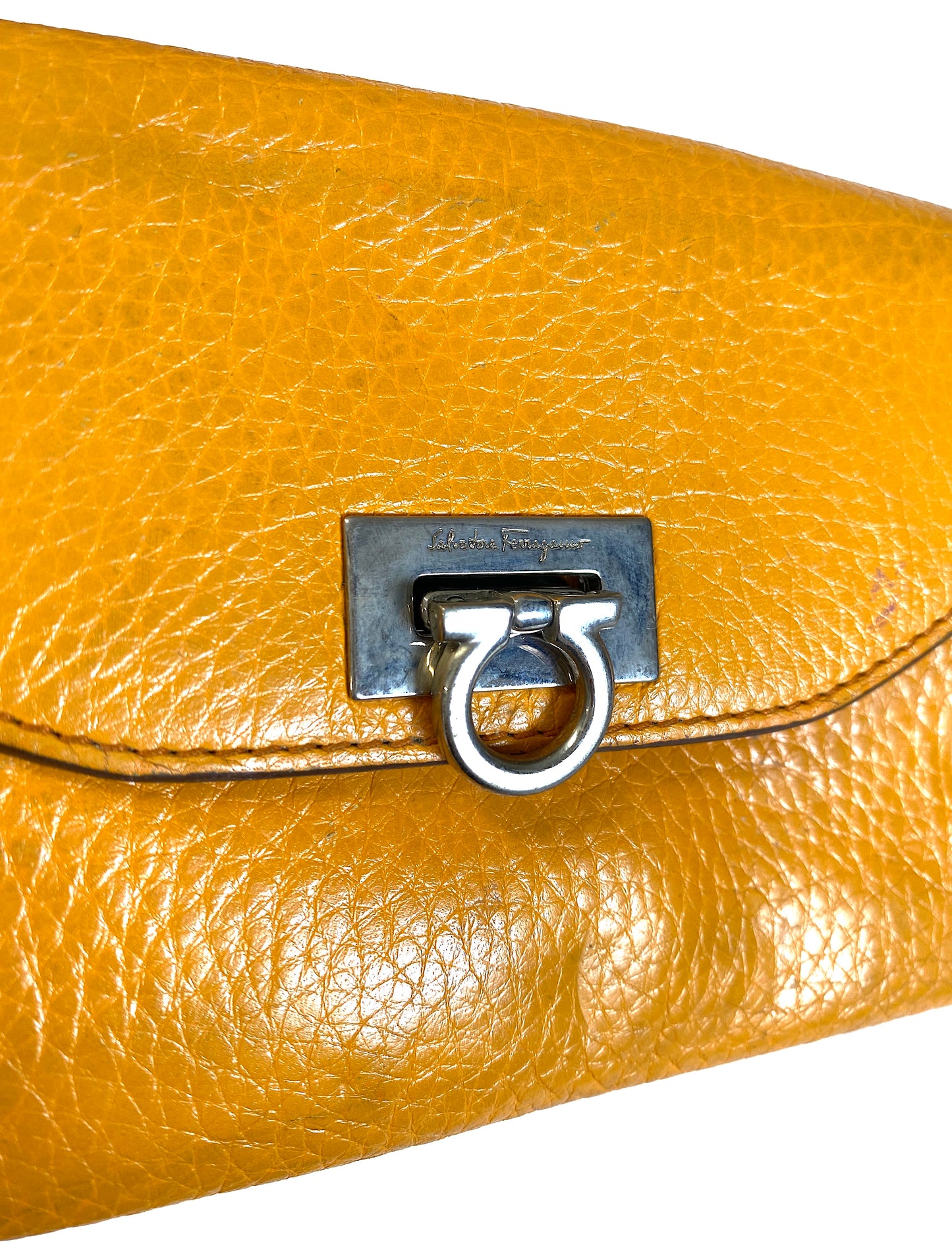 Ferragamo Wallet Orange Authentic AA392