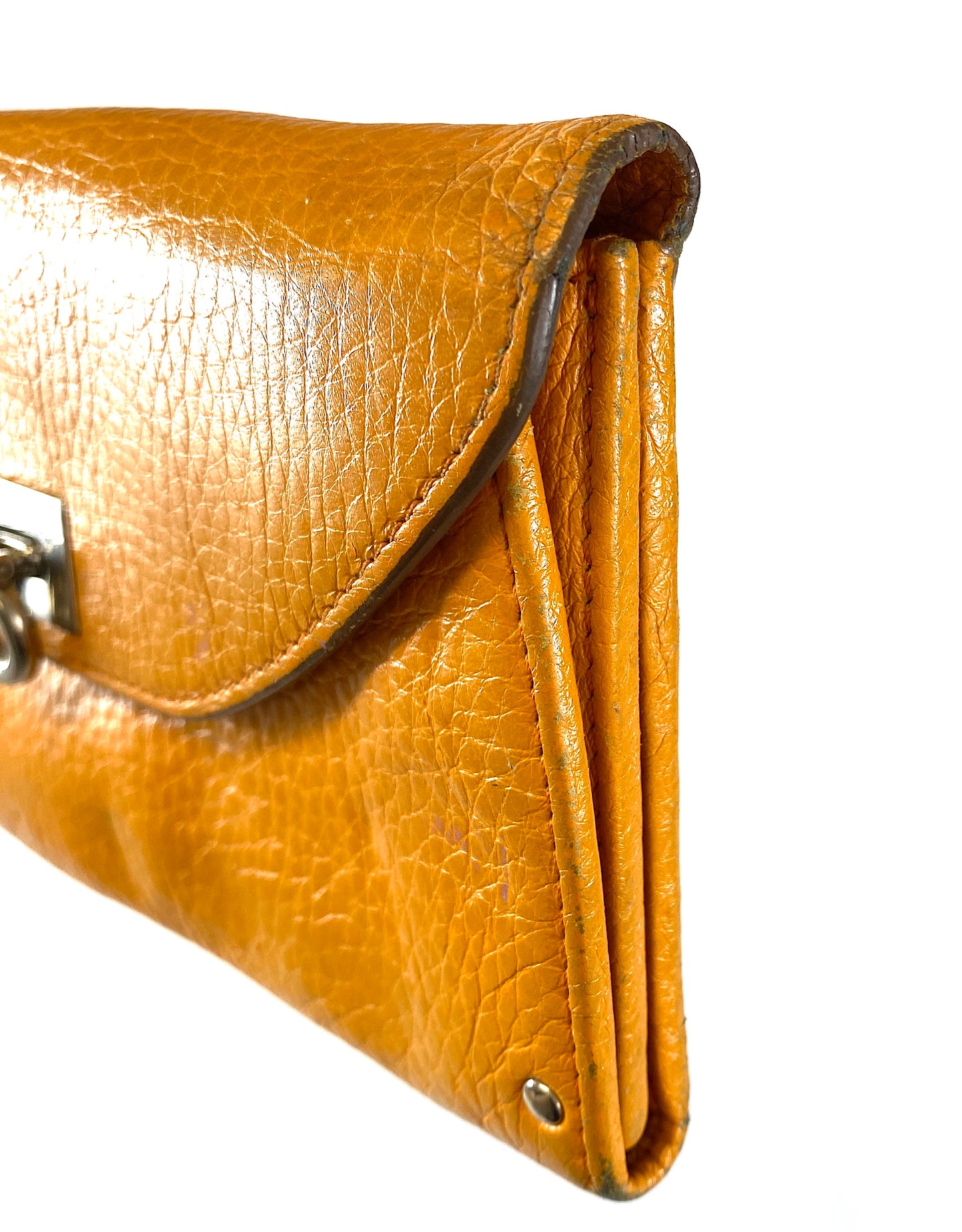 Ferragamo Wallet Orange Authentic AA392