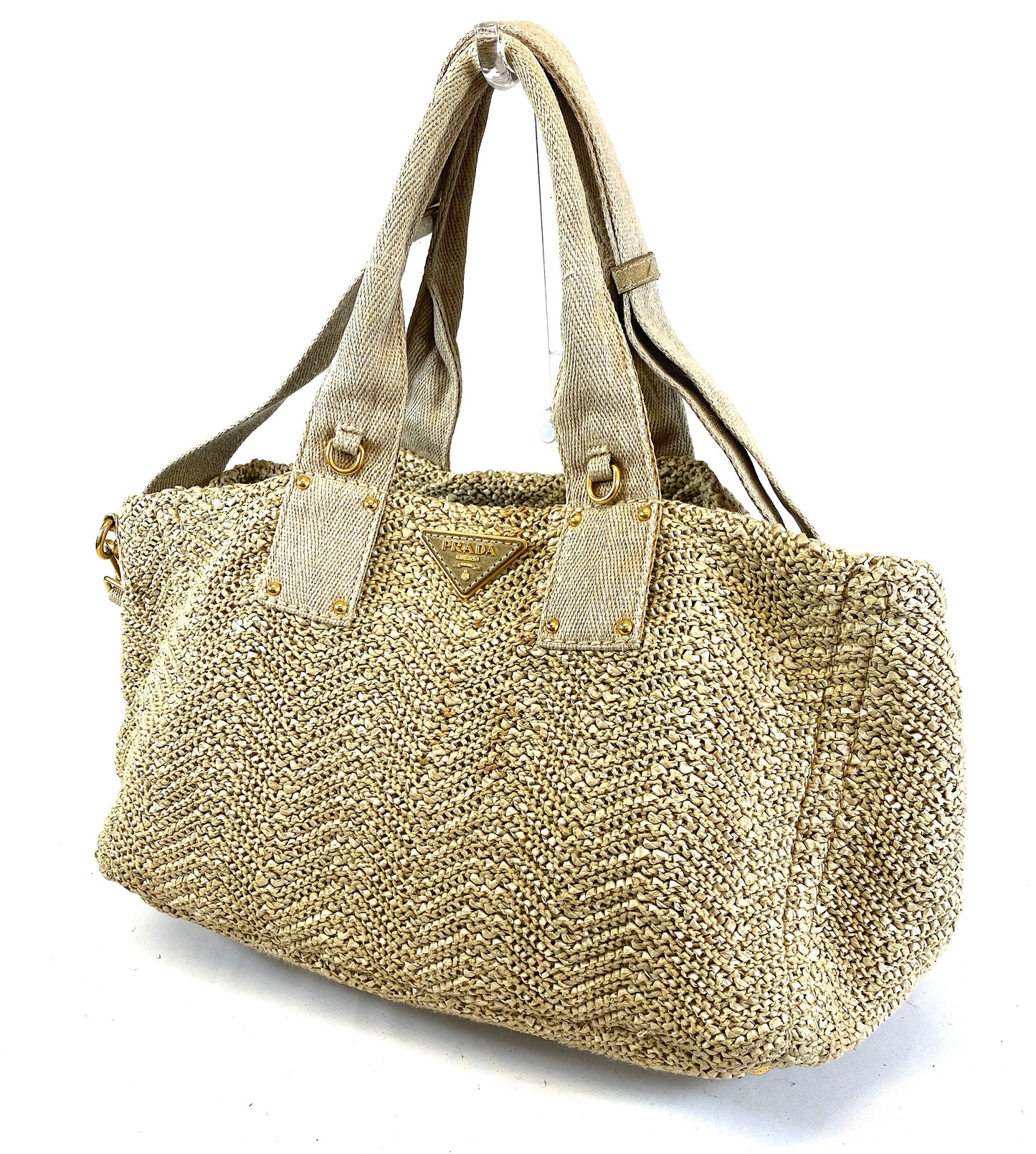 PRADA Straw Tote Bag Authentic AA575