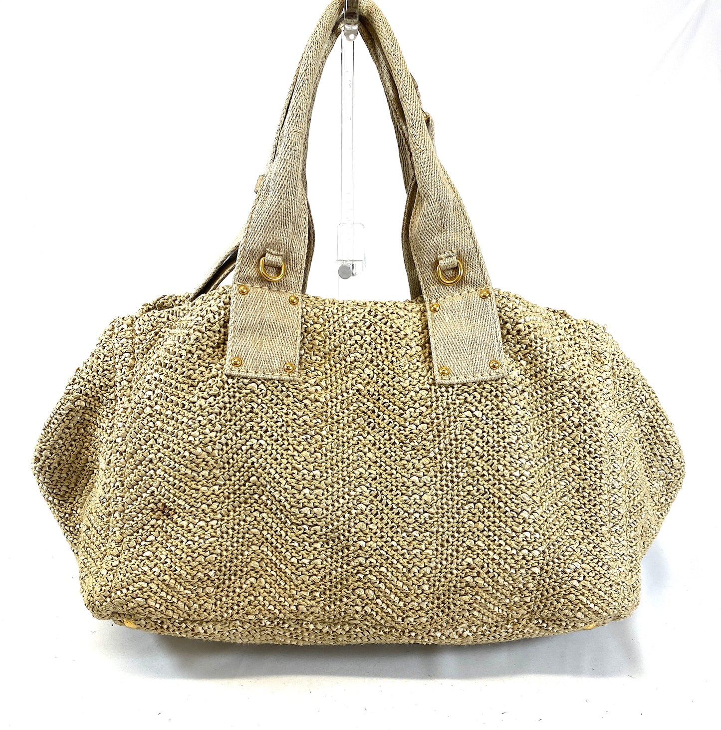 PRADA Straw Tote Bag Authentic AA575