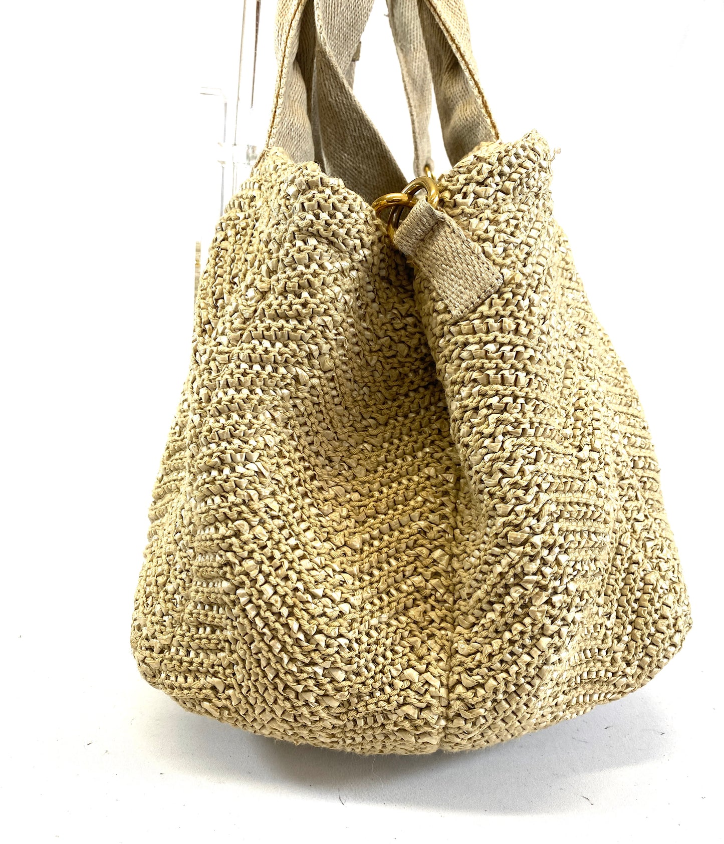 PRADA Straw Tote Bag Authentic AA575