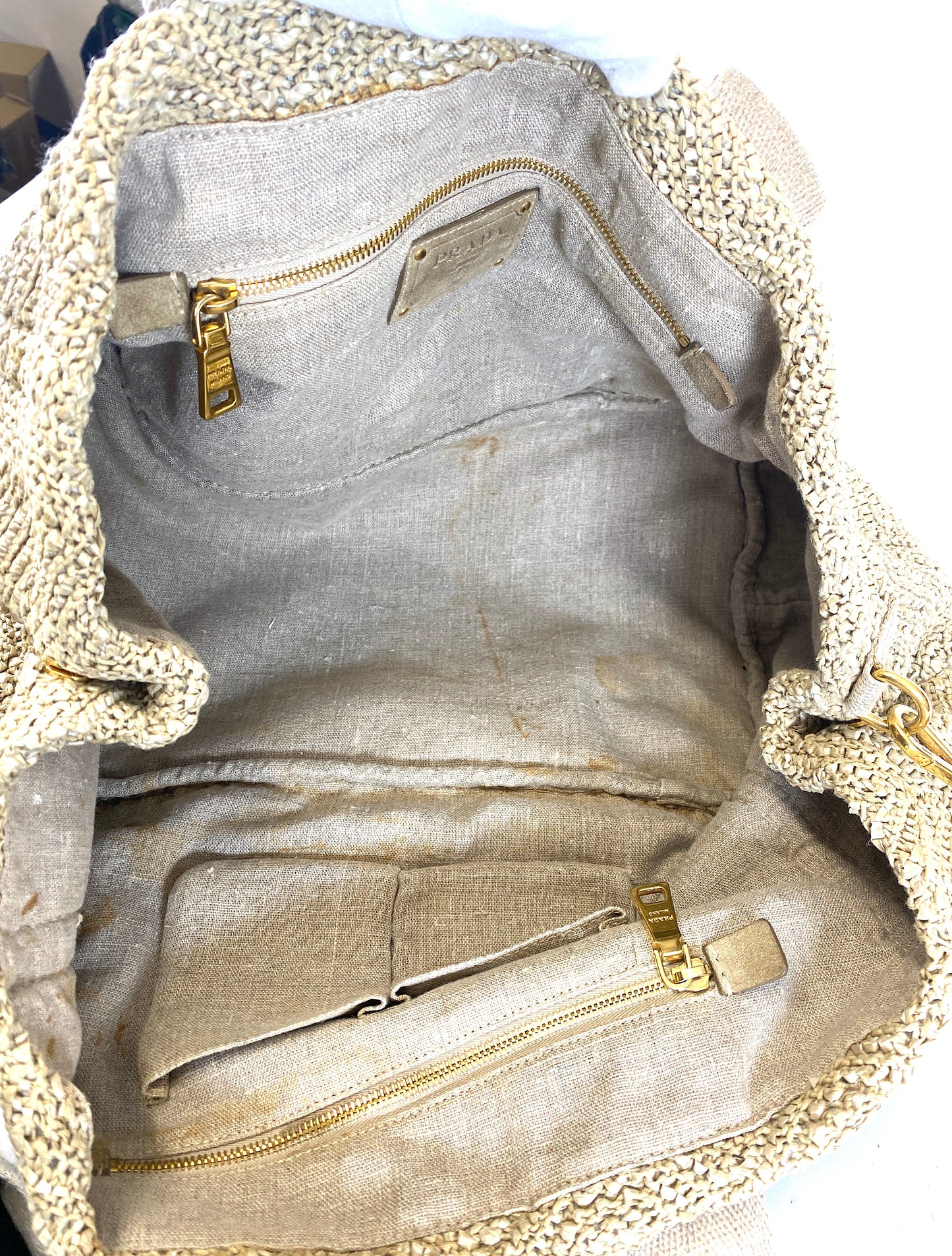 PRADA Straw Tote Bag Authentic AA575
