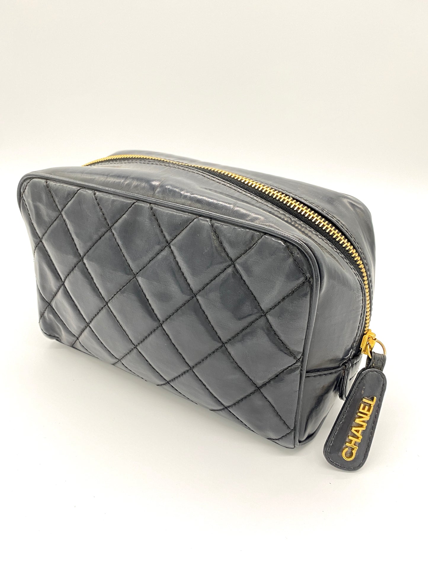 CHANEL Matelasse Pouch Black Authentic AA645