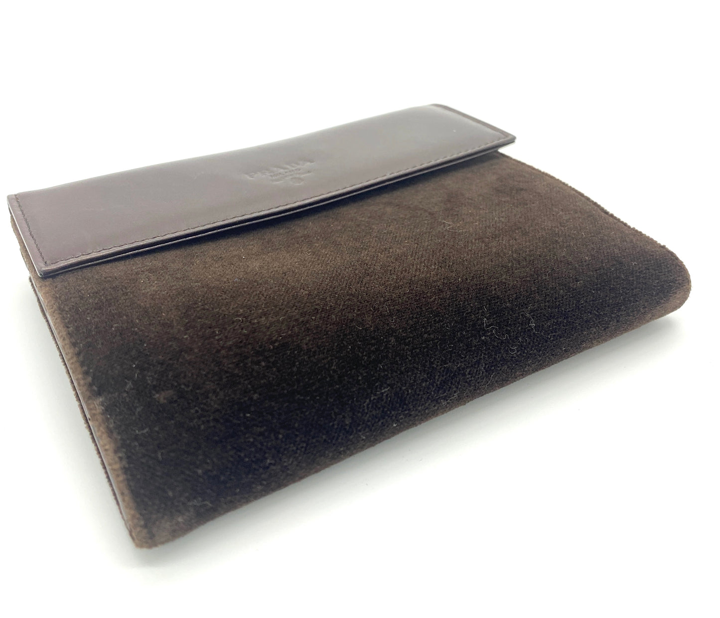 PRADA Folding Wallet Leather x Suede Authentic AA655