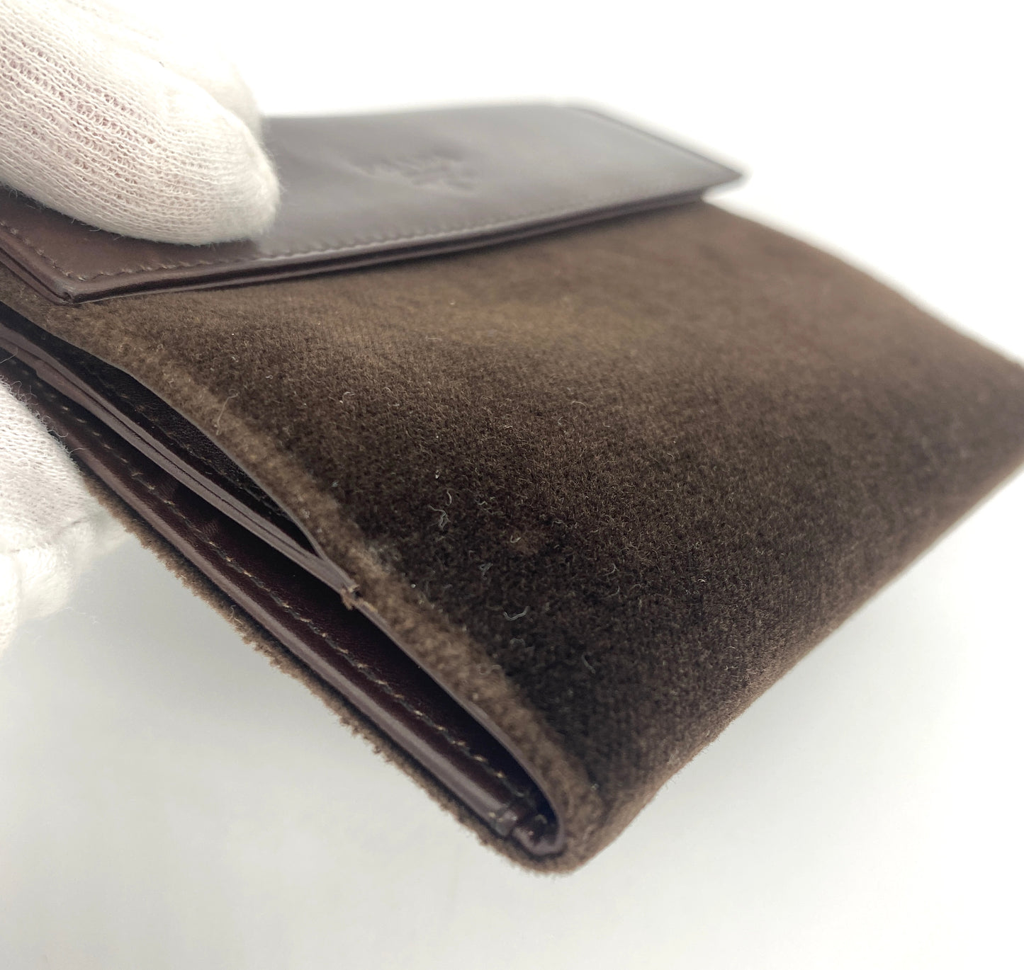 PRADA Folding Wallet Leather x Suede Authentic AA655