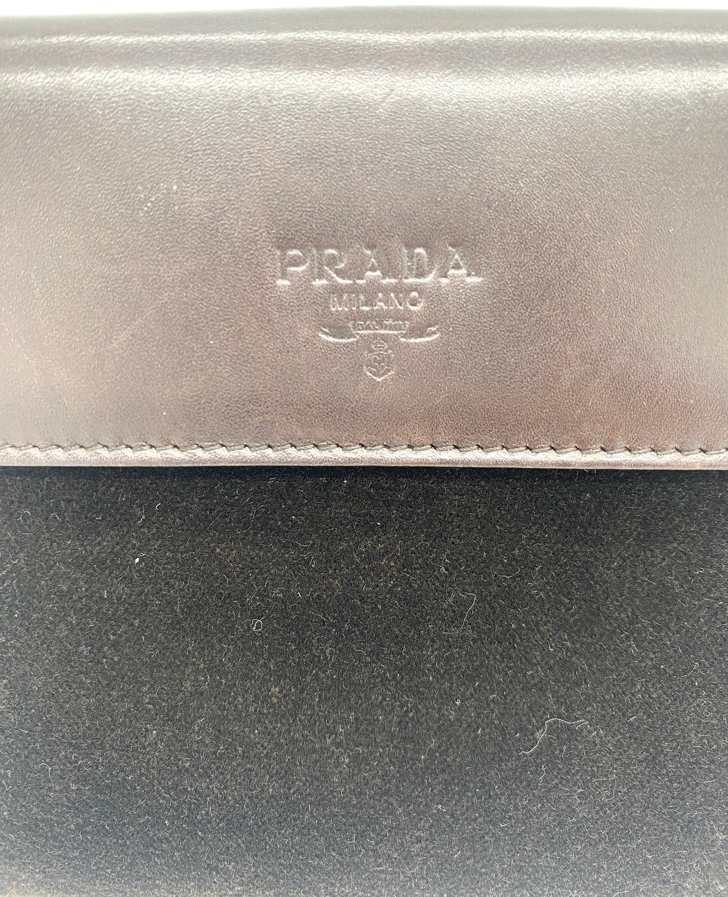 PRADA Folding Wallet Leather x Suede Authentic AA655