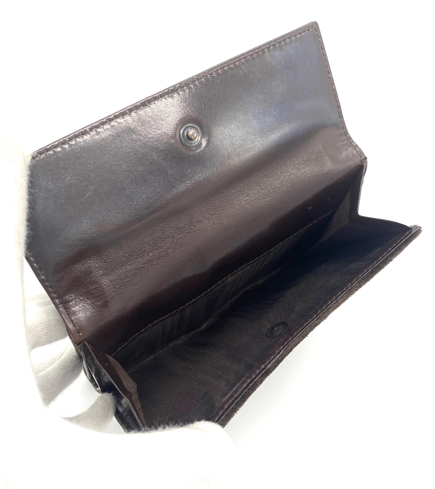 PRADA Folding Wallet Leather x Suede Authentic AA655
