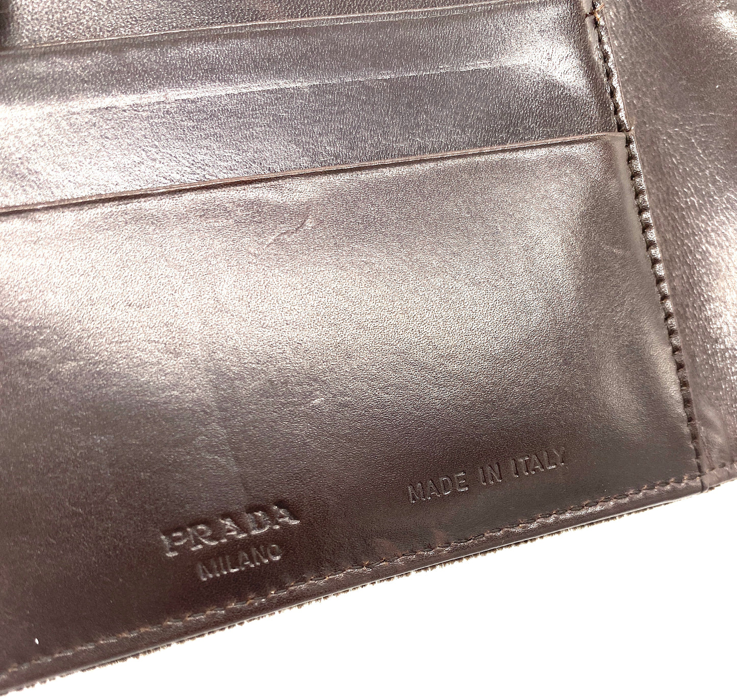 PRADA Folding Wallet Leather x Suede Authentic AA655