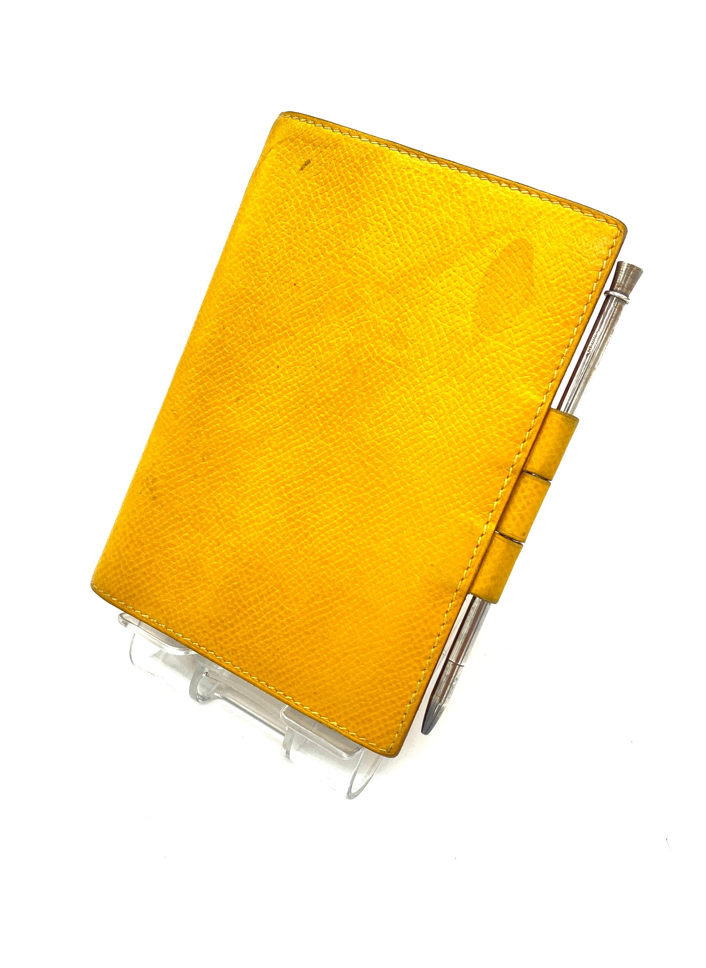 HERMES Agenda Notebook Cover Yellow Pencil Authentic AA651