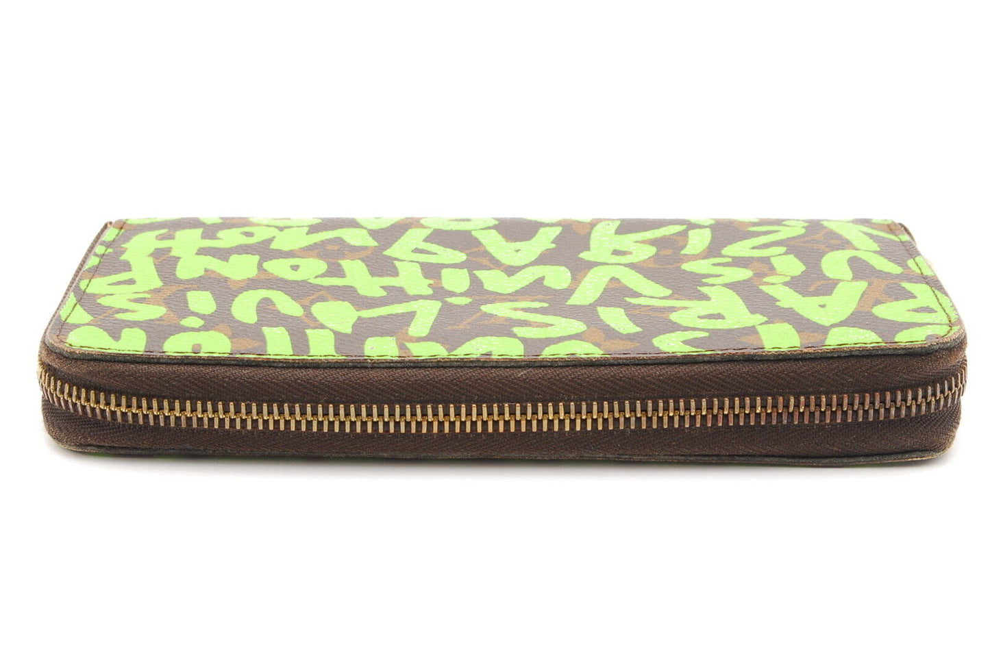 Louis-Vuitton Graffiti Zippy Wallet Letters Lime Green RARE A861