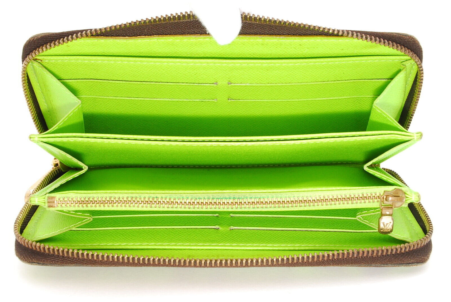 Louis-Vuitton Graffiti Zippy Wallet Letters Lime Green RARE A861