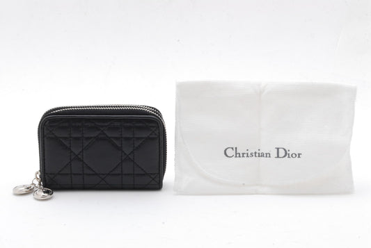 Dior cannage key coin case black Authentic AA165