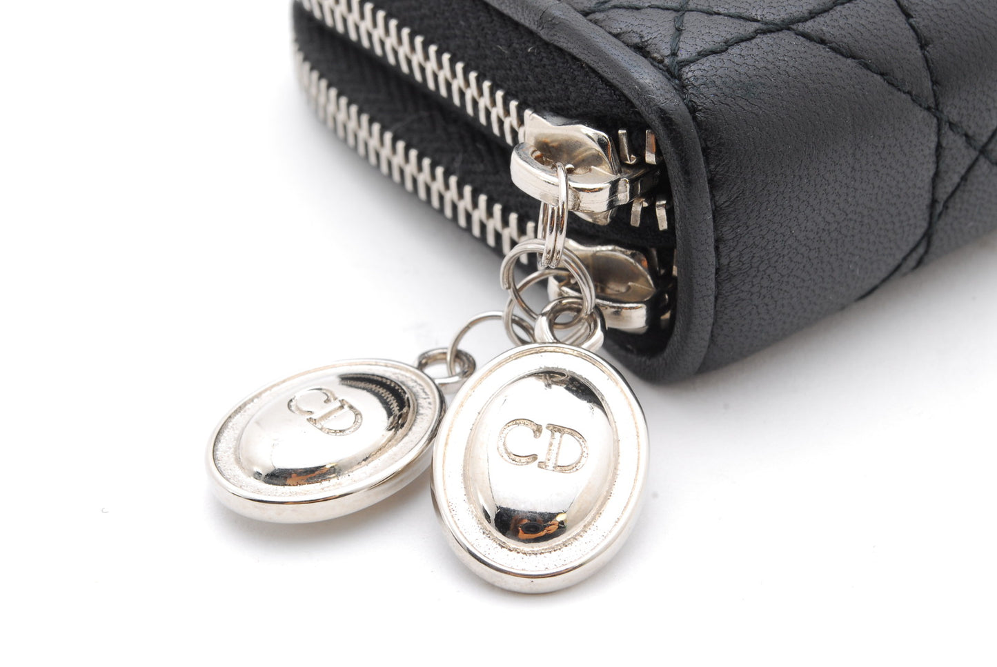 Dior cannage key coin case black Authentic AA165