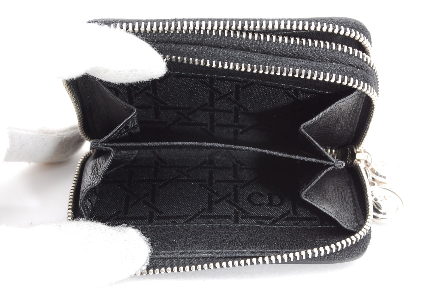 Dior cannage key coin case black Authentic AA165