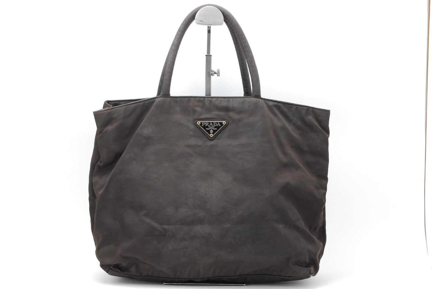 PRADA Nylon Handbag Charcoal Brown AA292