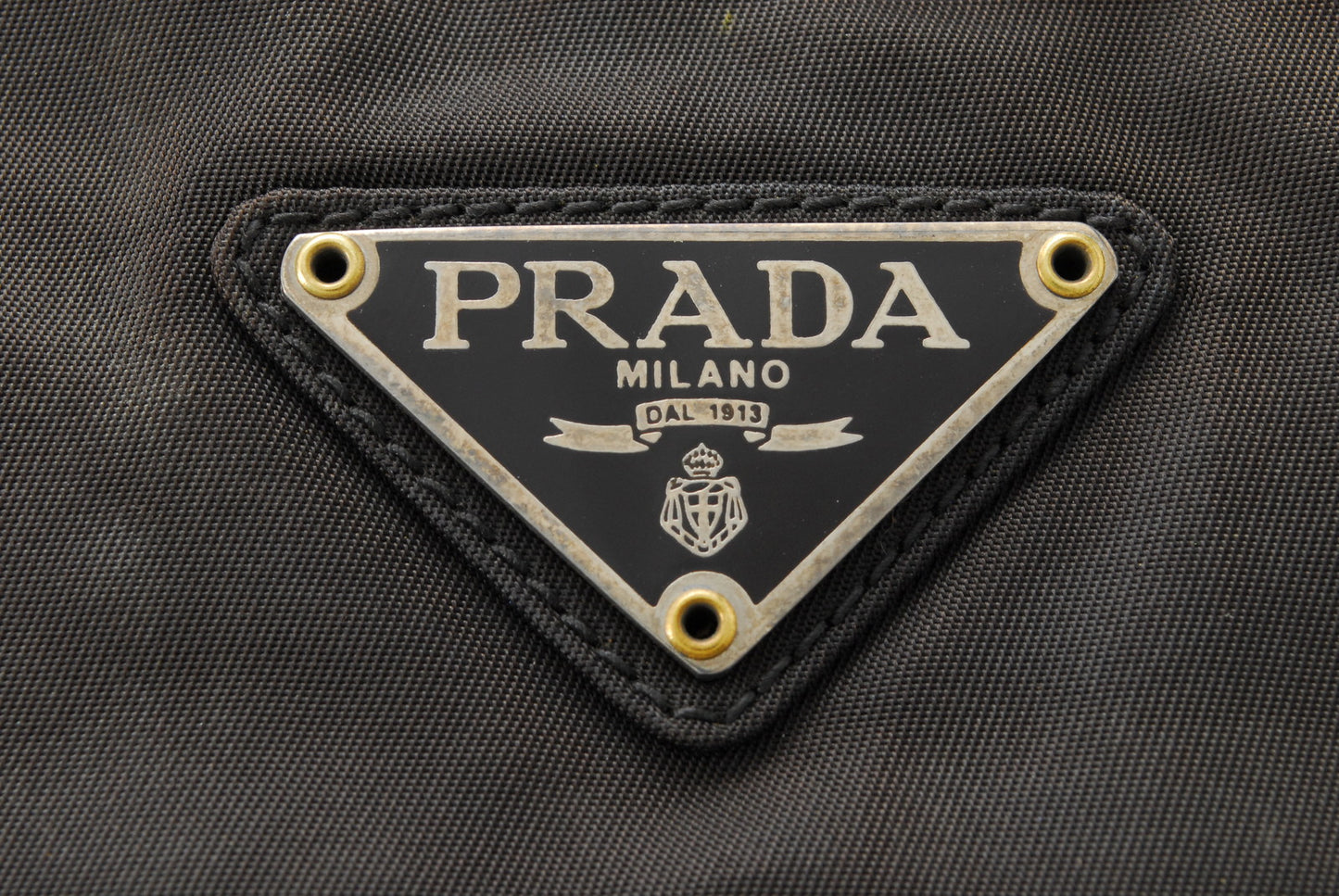 PRADA Nylon Handbag Charcoal Brown AA292