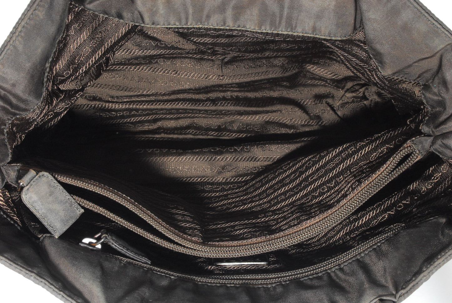 PRADA Nylon Handbag Charcoal Brown AA292