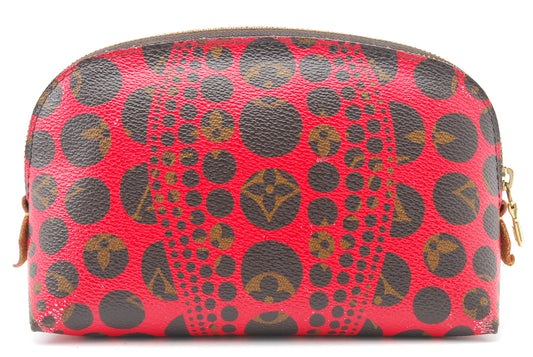 LOUIS-VUITTON Cosmetic Pouch Monogram Pumpkin Dot Pochette Yayoi Kusama A1037