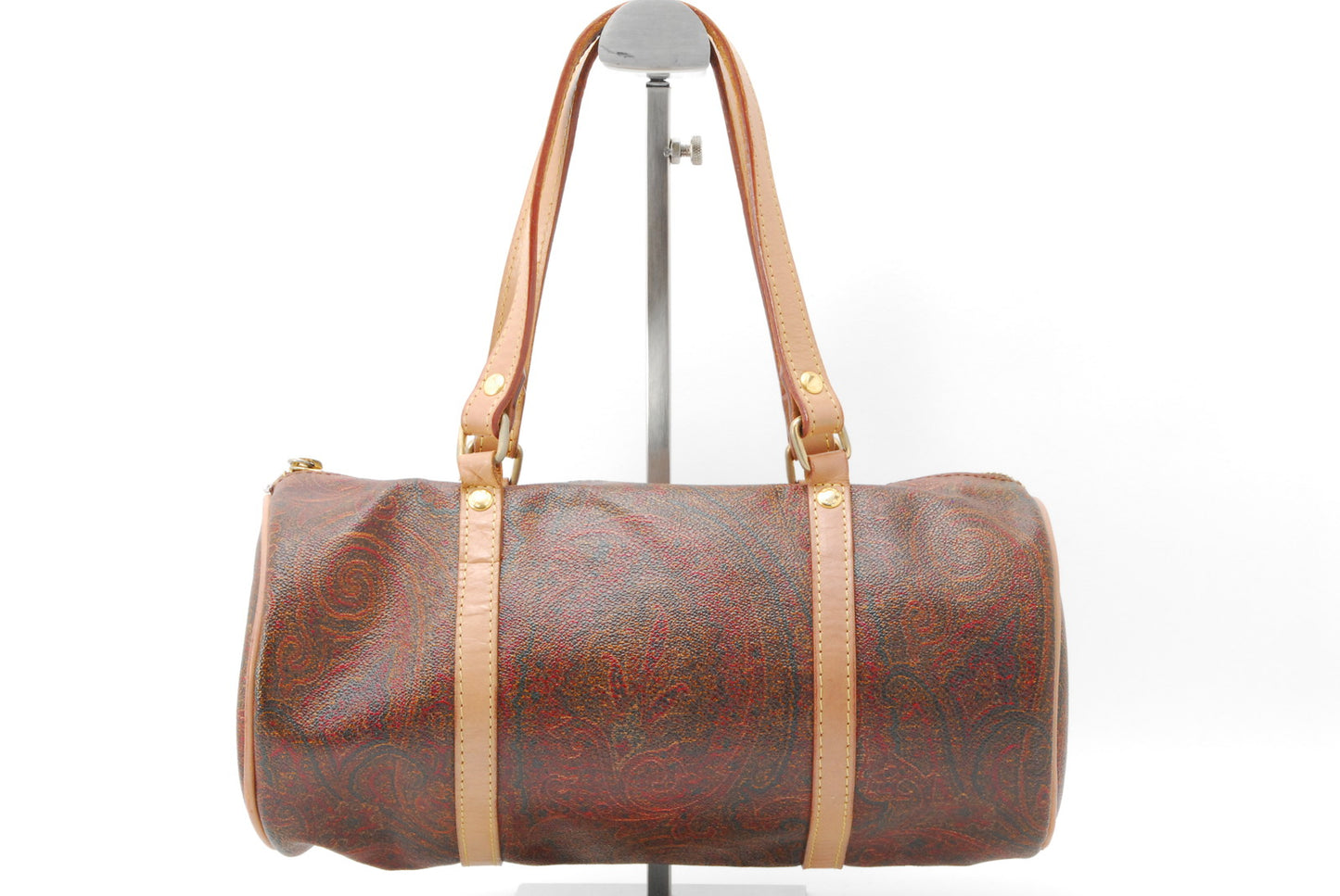 ETRO Cylinder Handbag Brown Authentic AA276