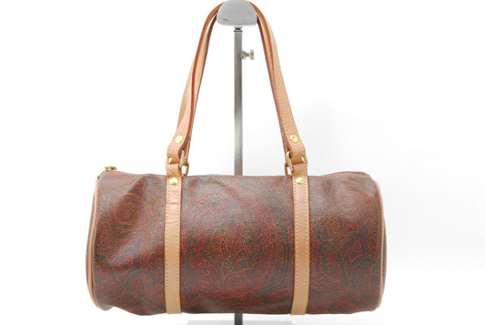 ETRO Cylinder Handbag Brown Authentic AA276