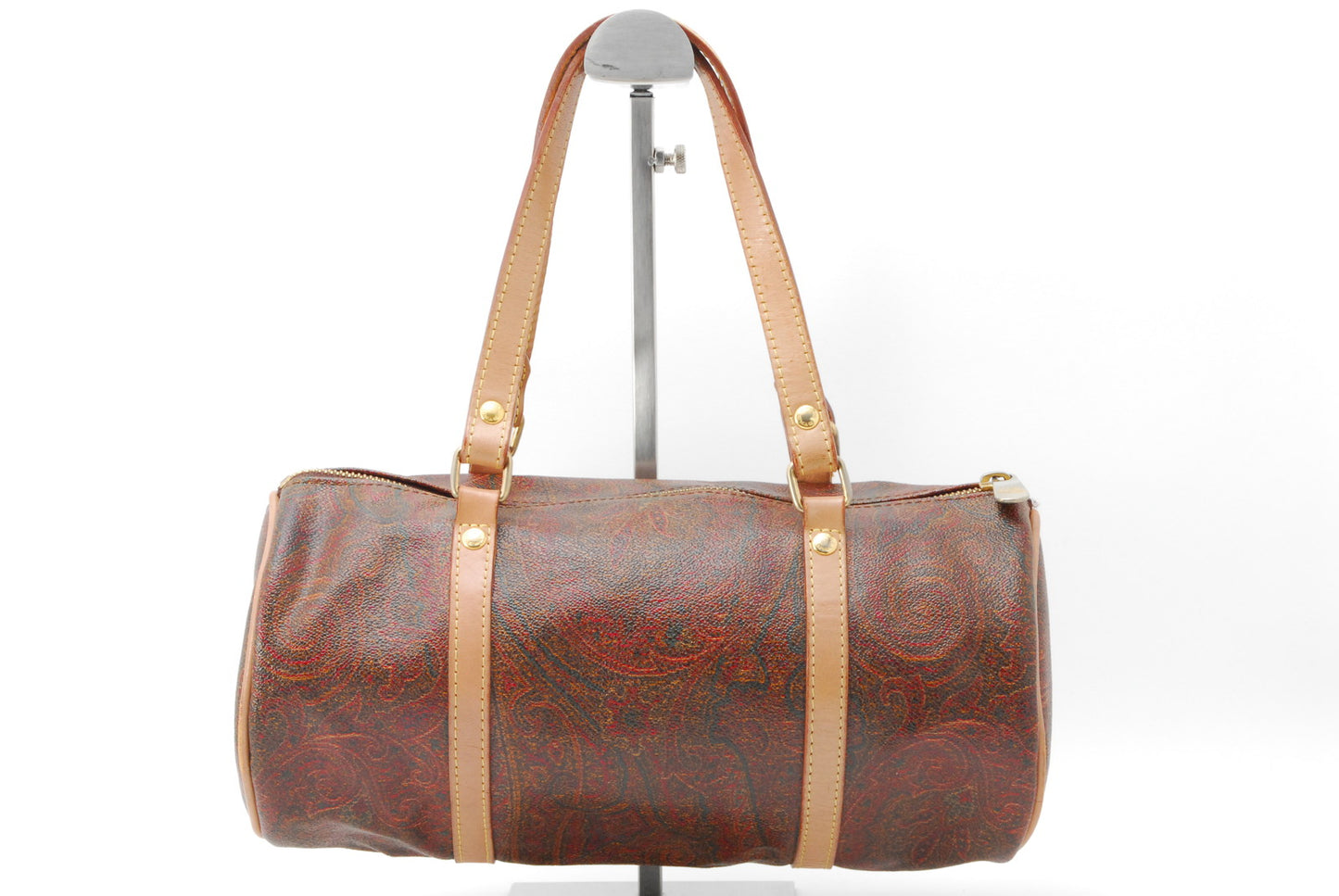ETRO Cylinder Handbag Brown Authentic AA276