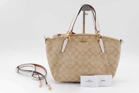 Coach Leather 2way Handbag Light Beige A443
