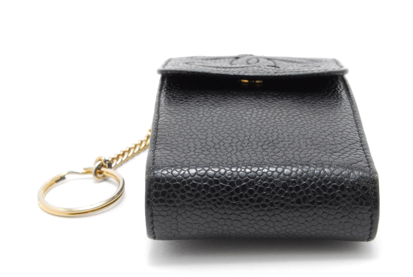 CHANEL Pouch Coco Mark Caviar Skin Black Authentic AA470