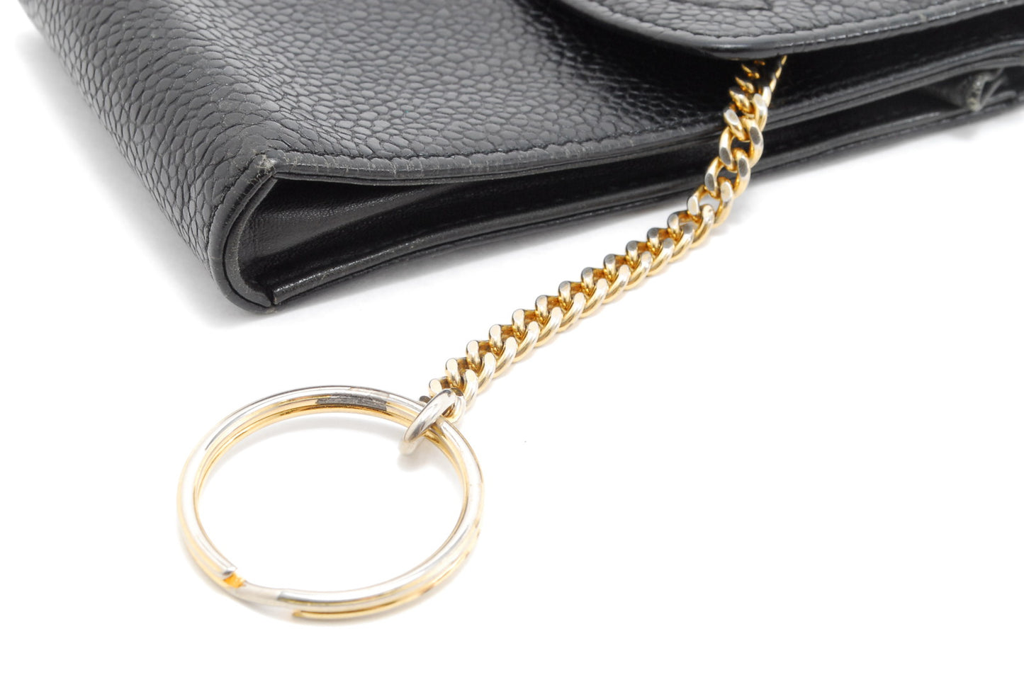 CHANEL Pouch Coco Mark Caviar Skin Black Authentic AA470