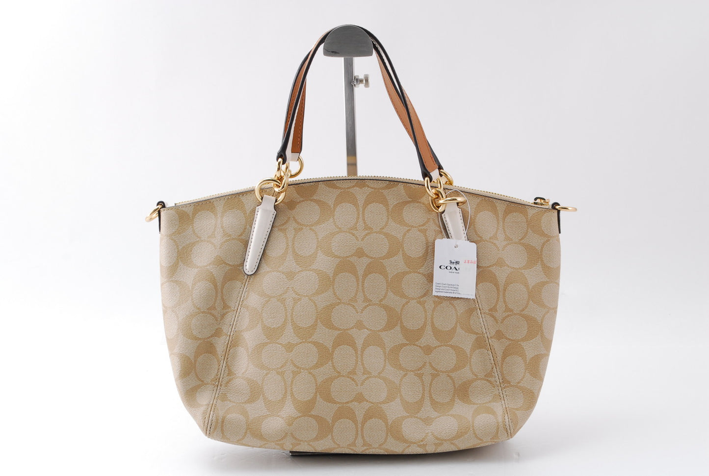 Coach Leather 2way Handbag Light Beige A443