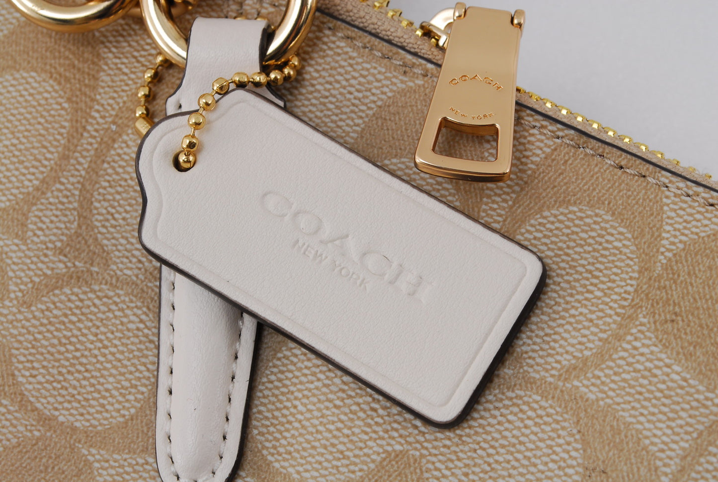 Coach Leather 2way Handbag Light Beige A443