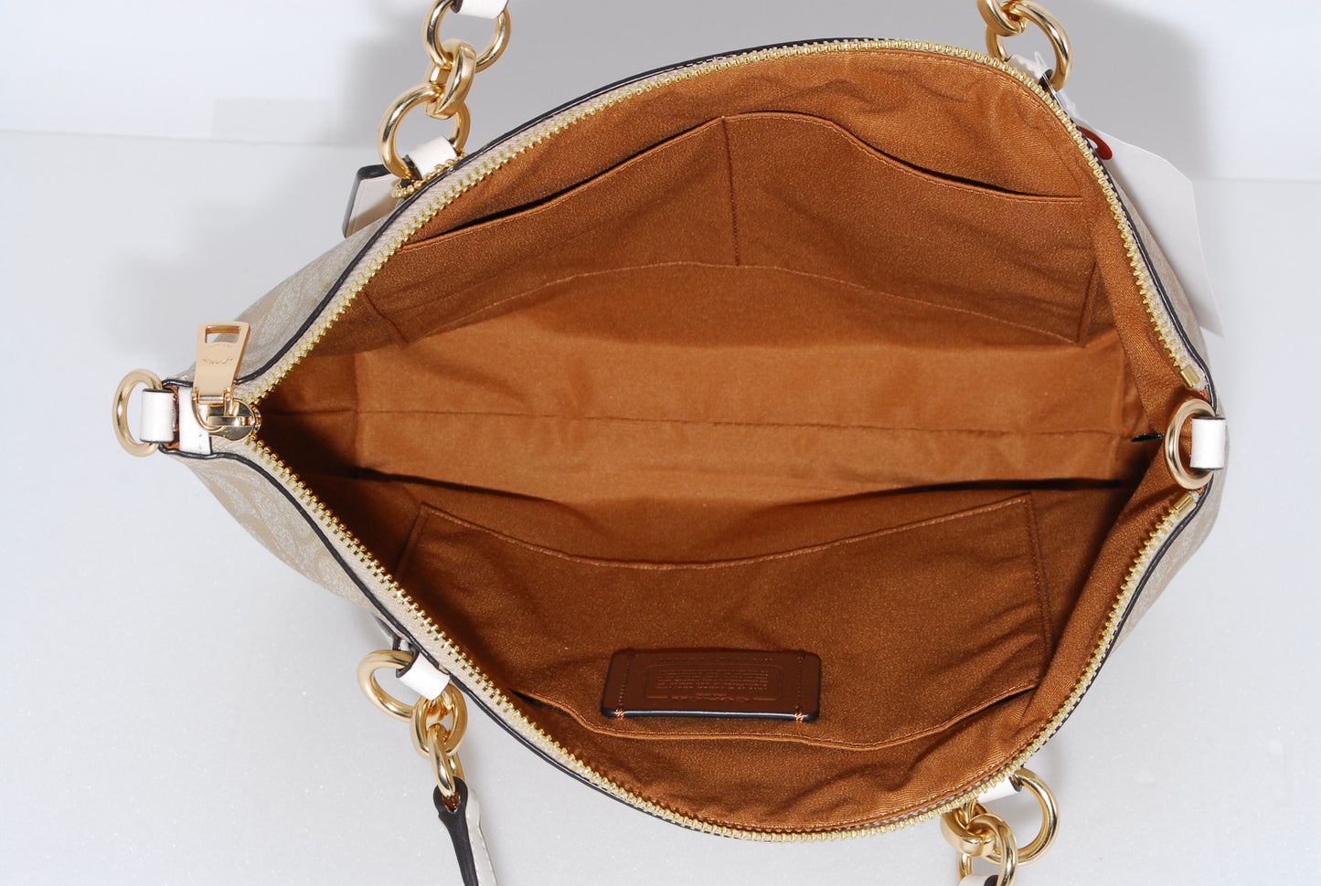 Coach Leather 2way Handbag Light Beige A443