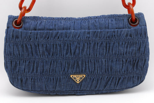 PRADA Denim chain shoulder bag  Authentic AA84