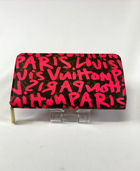 Louis-Vuitton Long Wallet Monogram Graffiti Zippy Wallet Authentic AA432