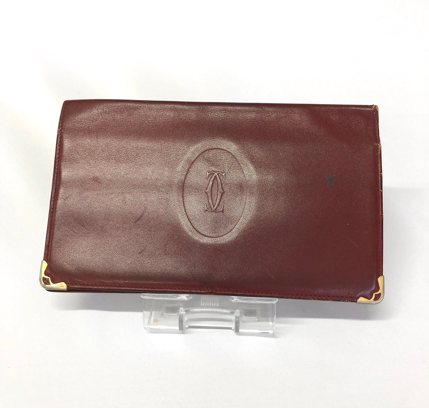 Cartier Mastline Leather Bi-fold Wallet Bordeaux Authentic AA487