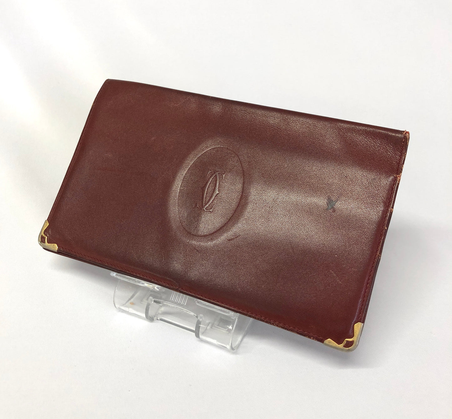 Cartier Mastline Leather Bi-fold Wallet Bordeaux Authentic AA487