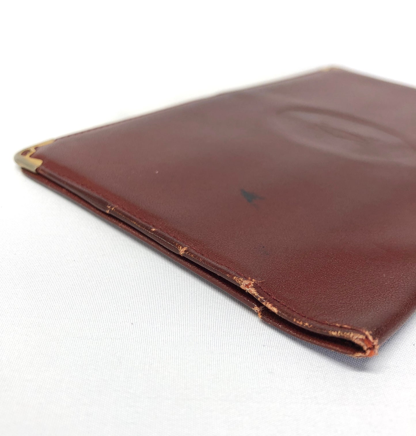 Cartier Mastline Leather Bi-fold Wallet Bordeaux Authentic AA487