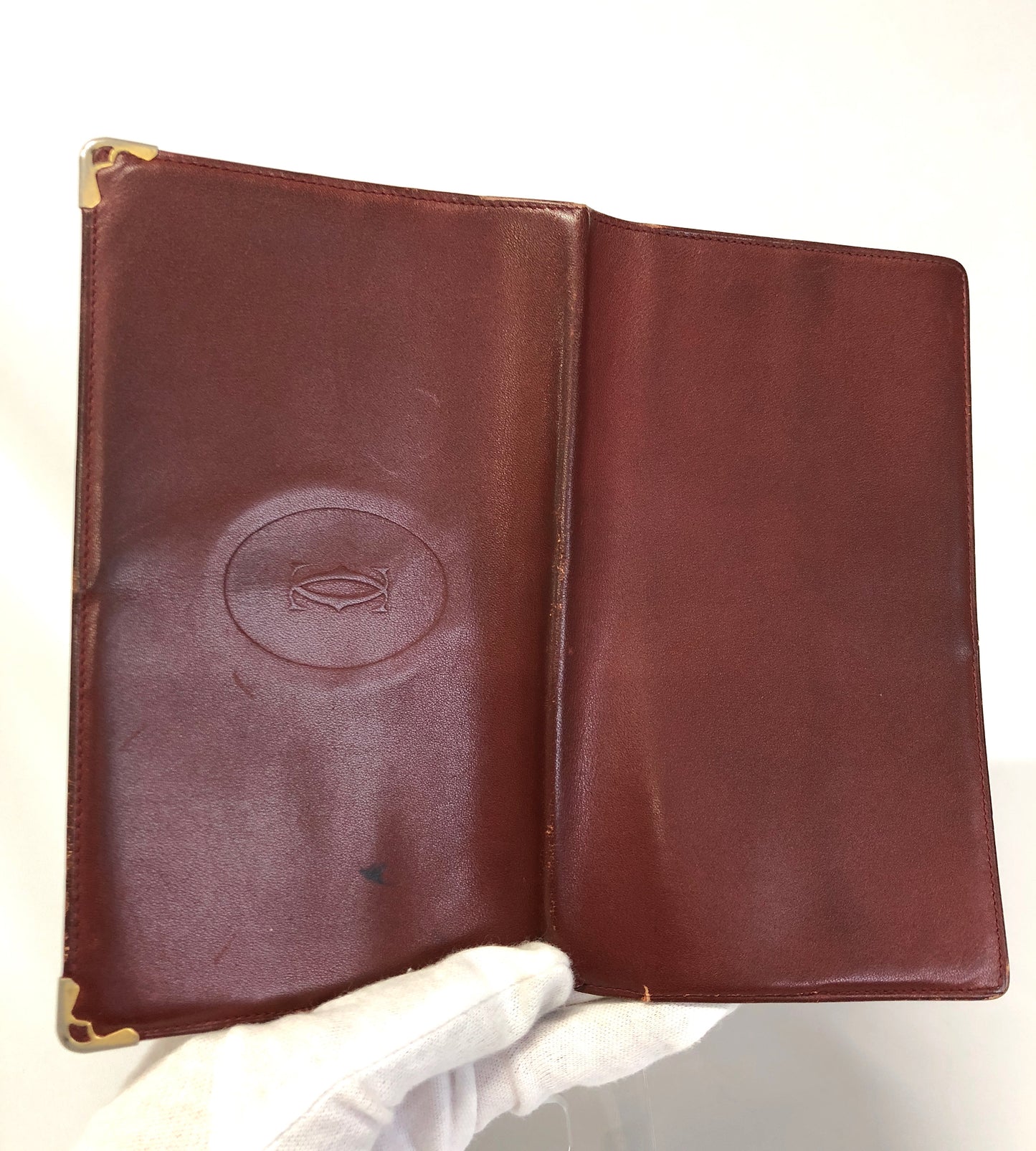 Cartier Mastline Leather Bi-fold Wallet Bordeaux Authentic AA487