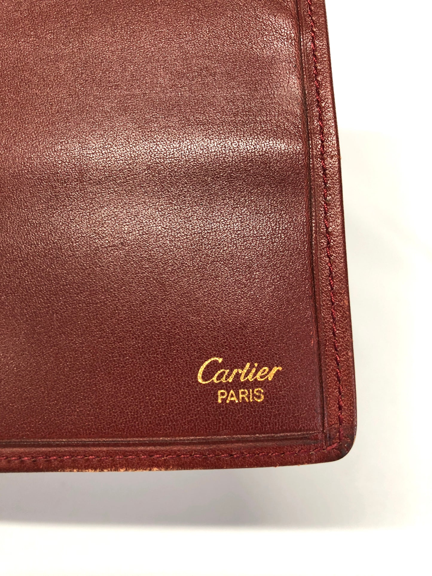 Cartier Mastline Leather Bi-fold Wallet Bordeaux Authentic AA487
