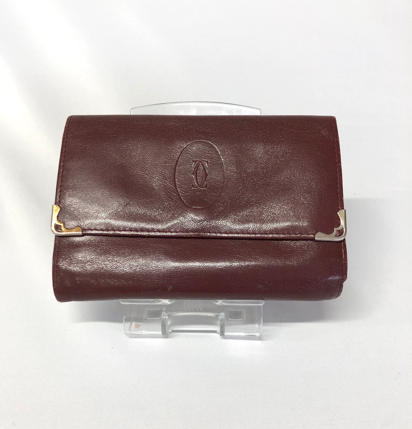 Cartier  Folding wallet Leather Bordeaux Authentic AA498