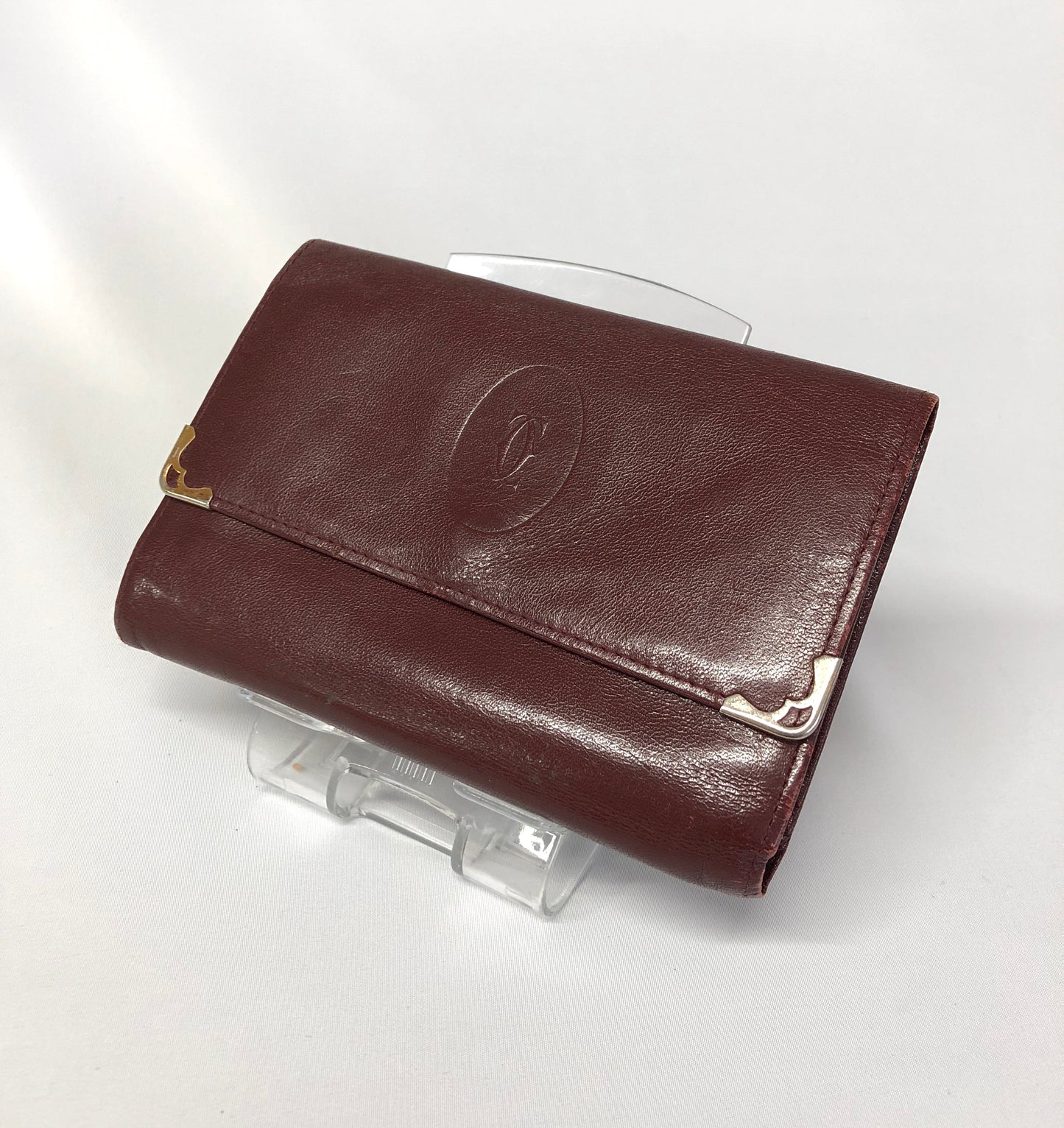 Cartier  Folding wallet Leather Bordeaux Authentic AA498