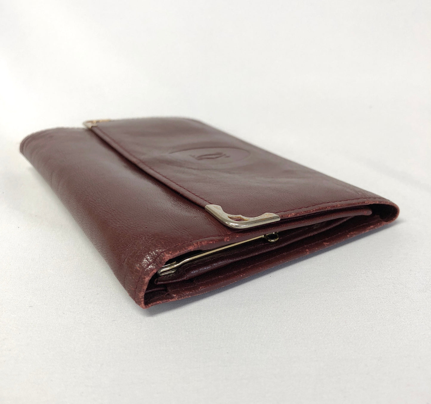 Cartier  Folding wallet Leather Bordeaux Authentic AA498