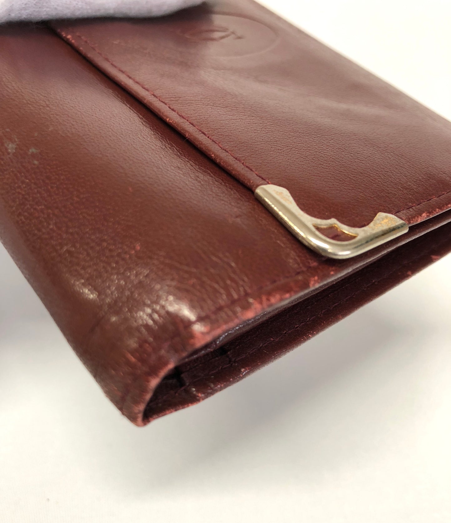 Cartier  Folding wallet Leather Bordeaux Authentic AA498