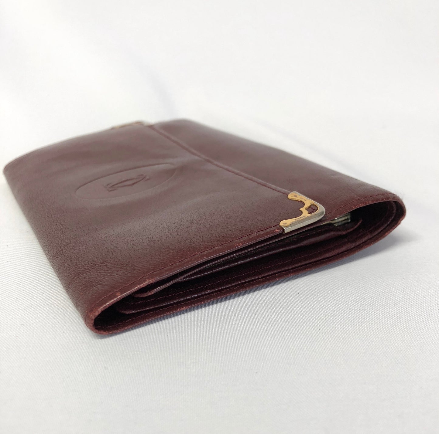 Cartier  Folding wallet Leather Bordeaux Authentic AA498