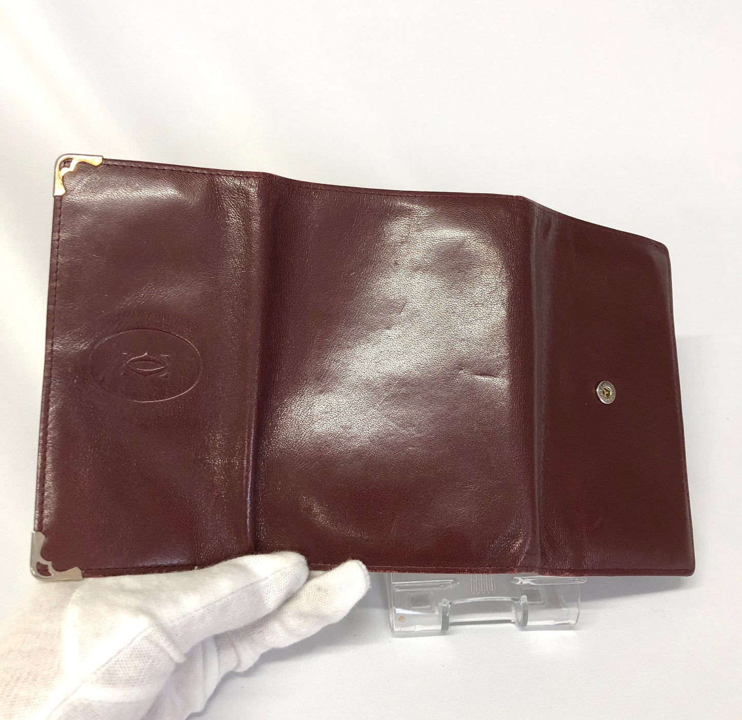 Cartier  Folding wallet Leather Bordeaux Authentic AA498