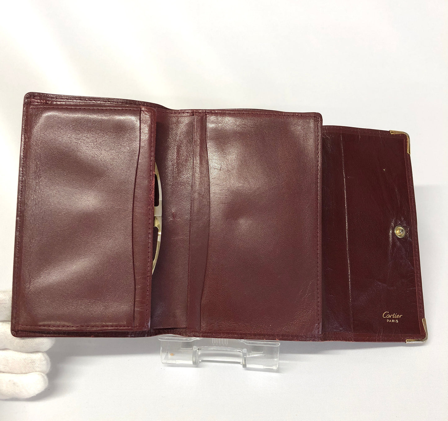 Cartier  Folding wallet Leather Bordeaux Authentic AA498