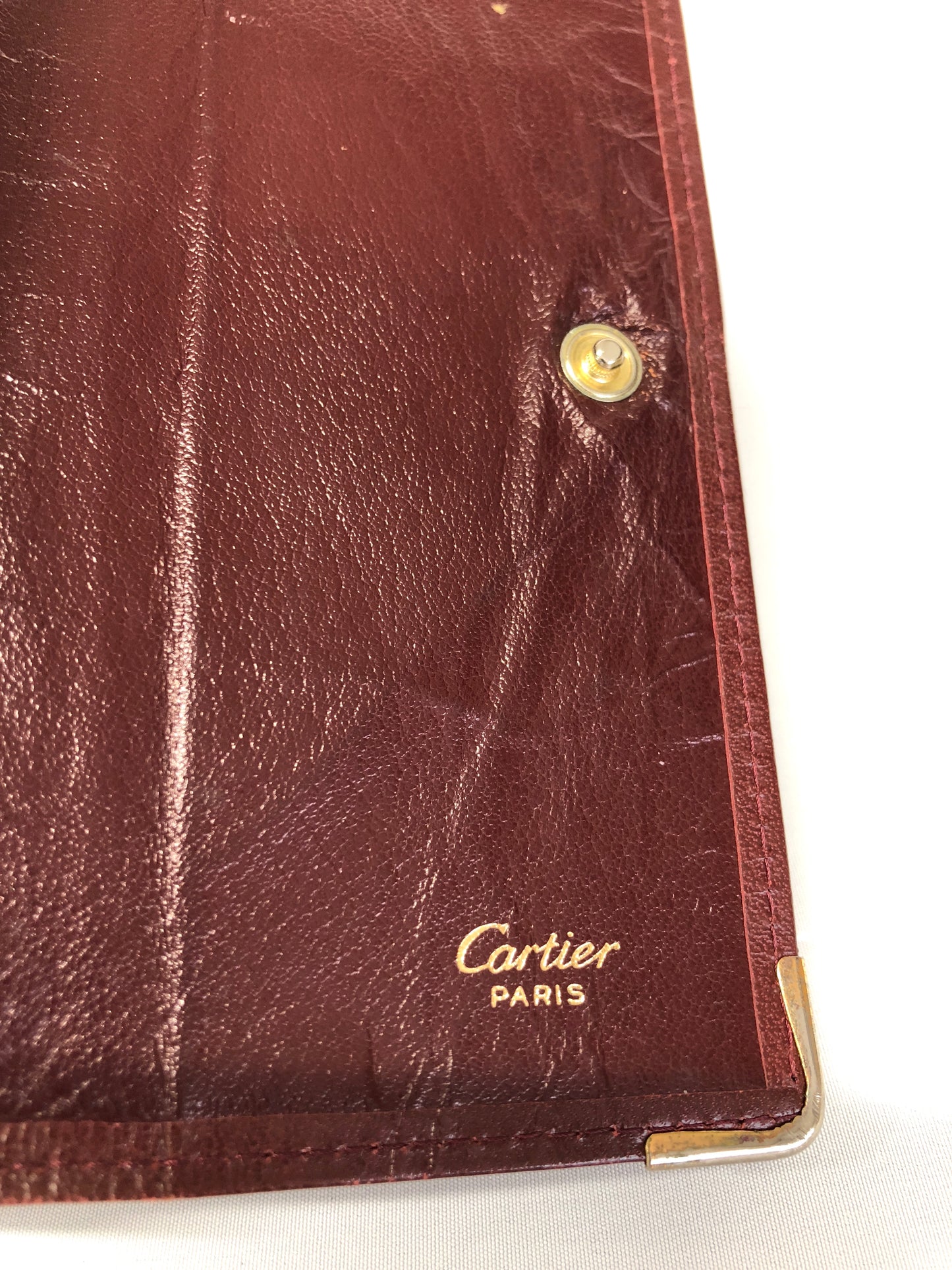 Cartier  Folding wallet Leather Bordeaux Authentic AA498